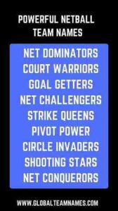 Powerfull Netball Team Names